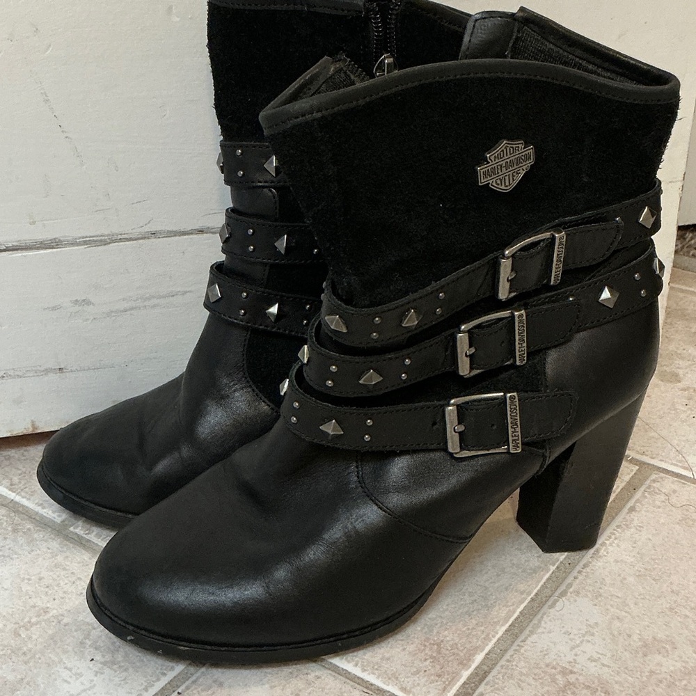 Harley-Davidson Women's Black Studded Heeled Boots